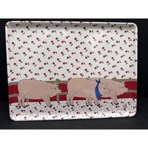 Vtg Keller Charles Italy Pig Tray Farmhouse‎ Kitchen Melamine Country Floral